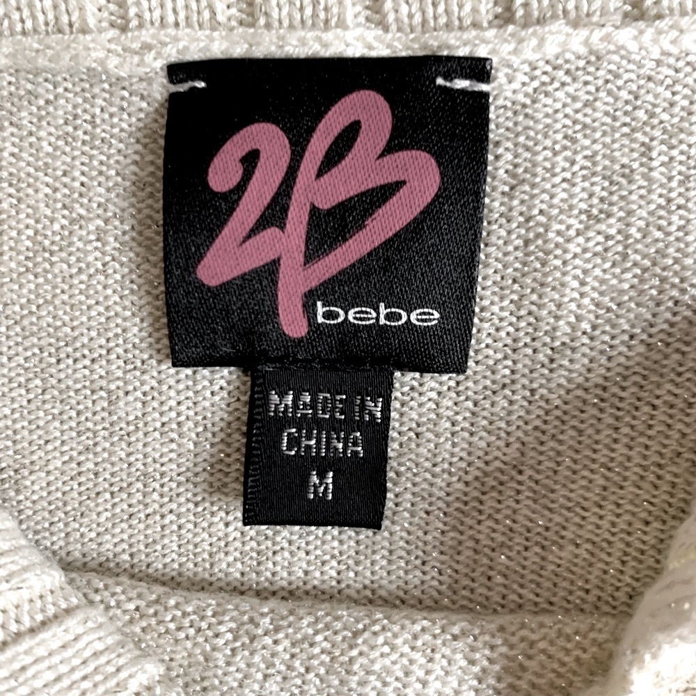 2B Bebe Women Ruched Sweater Metallic Gold Thread Size Medium - Picture 7 of 7